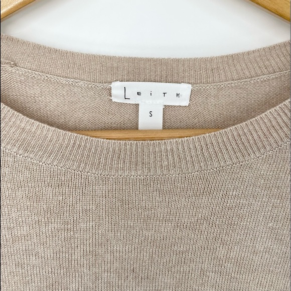 Leith Taupe Heather Pullover Sweater S with Bell Sleeve - Picture 4 of 6